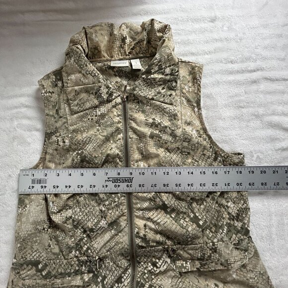 Zenergy Chico's Womens Zip-Up Snake Print Vest Size 1 Brown Stretch Lightweight - Picture 6 of 7